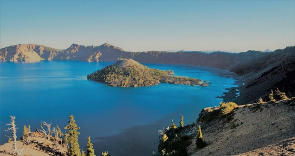Deep blue color in Crater Lake