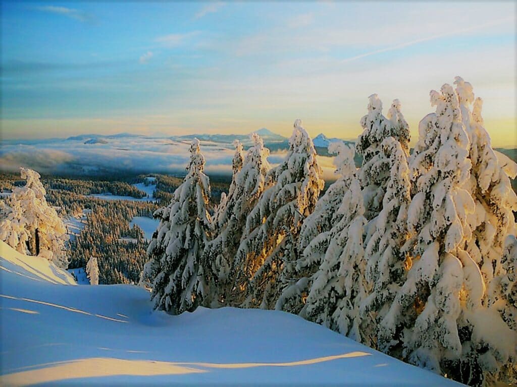 Crater Lake with Snow